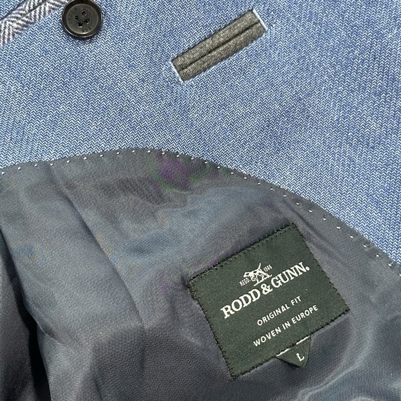 Rodd and Gunn Original Fit Sport Coat Mens L Two-Button Casual Jacket Blue Linen - Picture 14 of 16